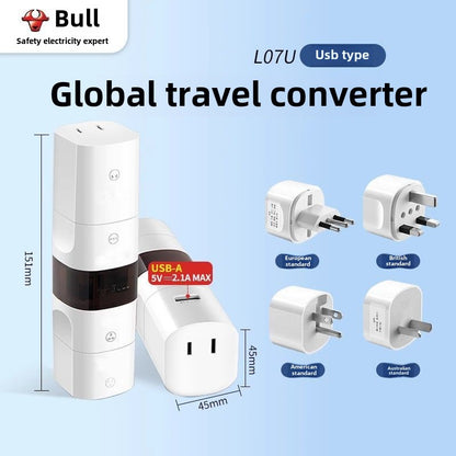 1386★  Bull Conversion Plug Global Universal International Universal Multinational British Standard Europe Korea Thailand Hong Kong Travel Socket