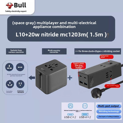 1386★  Bull Conversion Plug Global Universal International Universal Multinational British Standard Europe Korea Thailand Hong Kong Travel Socket