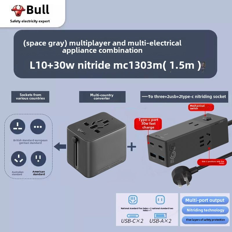 1386★  Bull Conversion Plug Global Universal International Universal Multinational British Standard Europe Korea Thailand Hong Kong Travel Socket