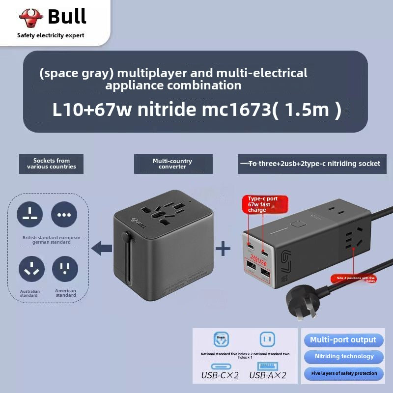 1386★  Bull Conversion Plug Global Universal International Universal Multinational British Standard Europe Korea Thailand Hong Kong Travel Socket