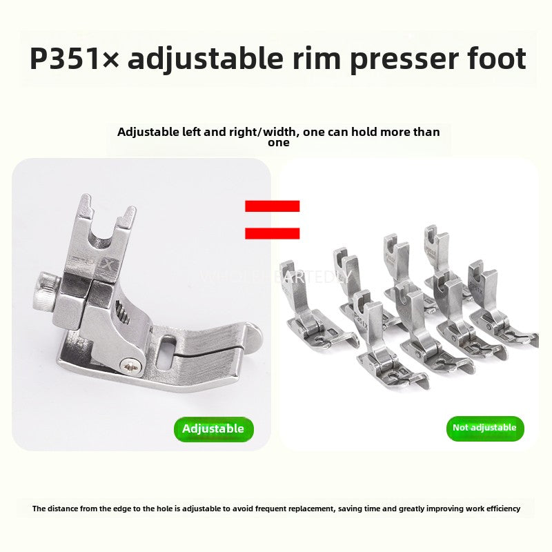 1032  New flat car universal P351X adjustable right gear edge press foot medium and thick material special press bright and dark thread sewing machine accessories