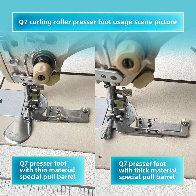 1346★  New Q7 roller hemming presser car collar strip roll trouser foot pressing line block border anti-roll anti-rush flat car pressing foot