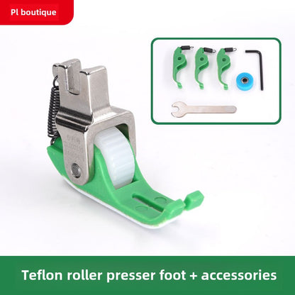 1006★1009★New PL boutique newly upgraded flat car (wide gap) Teflon roller presser foot thin and thick universal do not eat cloth rush cloth accessories