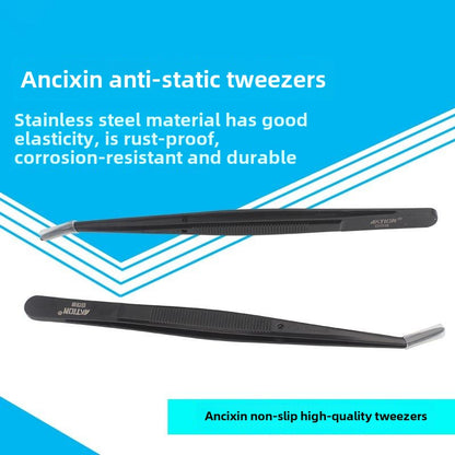 1282★  Anti-static tweezers, precision pointed nozzle elbow thickened tweezers, Anxin, wire tweezers clothing factory